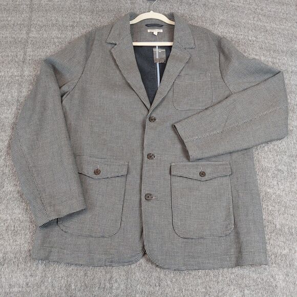 Carbon 2 Cobalt Mens Large Houndstooth Blazer Jacket Pockets Unstructured 111078 - Picture 2 of 11